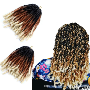 Ombre Spring Twist Hair 8Inch Fluffy Crochet Braids Synthetic Hair Extensions Rainbow 30strands/pcs Kinky Curly Twists